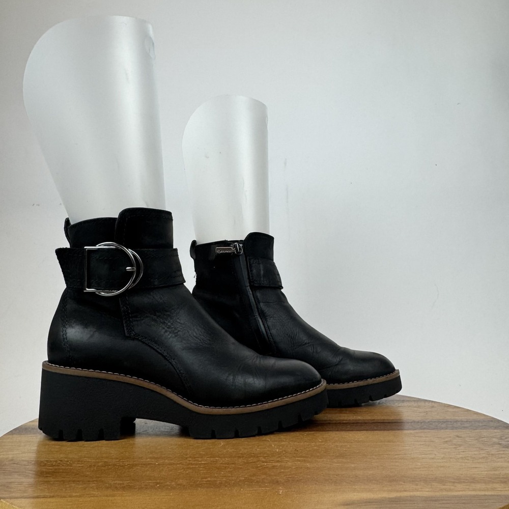 Womens Blondo Dagger Black‎ Leather Waterproof Lug Sole Ankle Boots Size 7.5 GUC